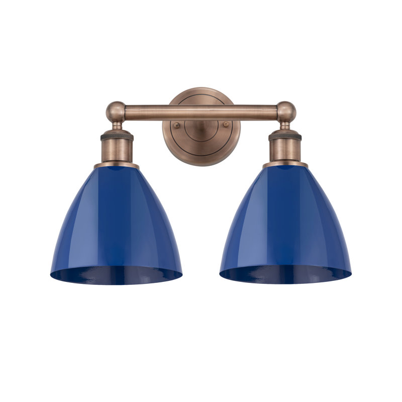Éclairage pour meuble-lavabo de salle de bain 2 lumières 16,5 pouces Anjail Dome, Bleu, Cuivre antique