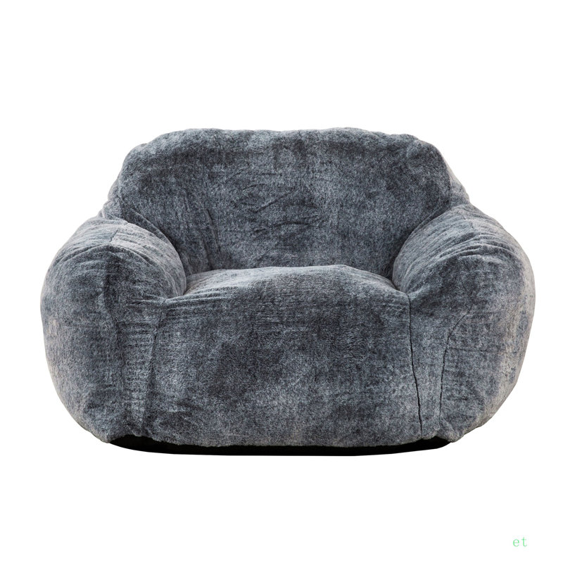 Fauteuil à billes moderne en mousse viscoélastique douce avec accoudoirs, chaise longue de salon, bleu et gris