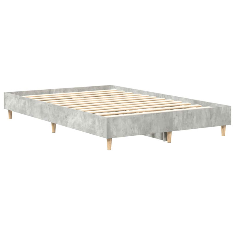 Bed Frame No Mattress Engineered Wood, Double (4'6), Concrete Grey