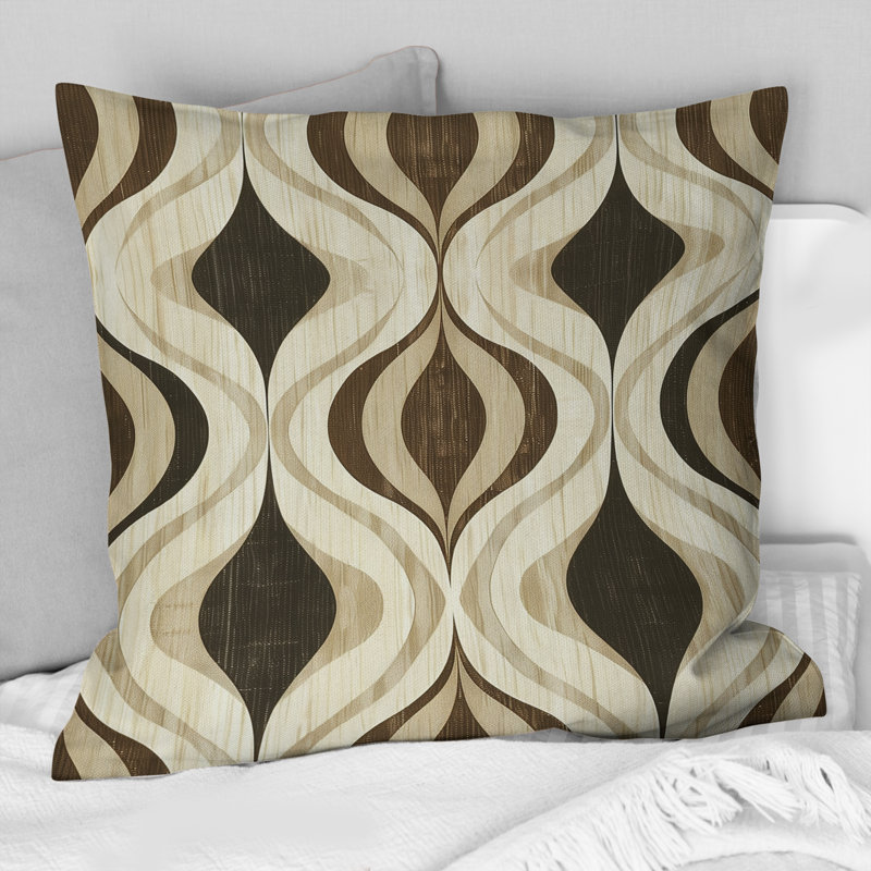 Coussin décoratif brun et beige Ogee Patterns III, H 18 po x l 18 po