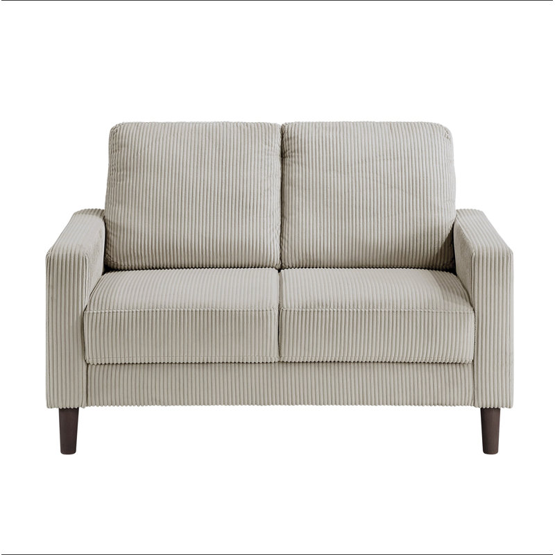 Causeuse rembourrée en velours côtelé taupe moderne, Taupe