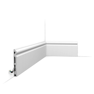 5/8 in D x 5-3/8 in W x 78-3/4 in L Primed White High Impact Polystyrene Baseboard Moulding