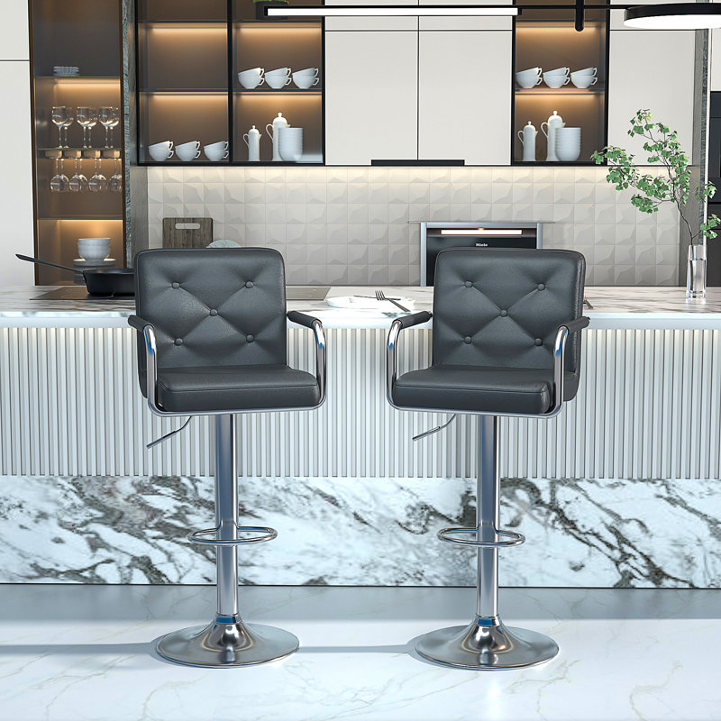 Tabouret de bar Ashelyn, gris, 2 pièces