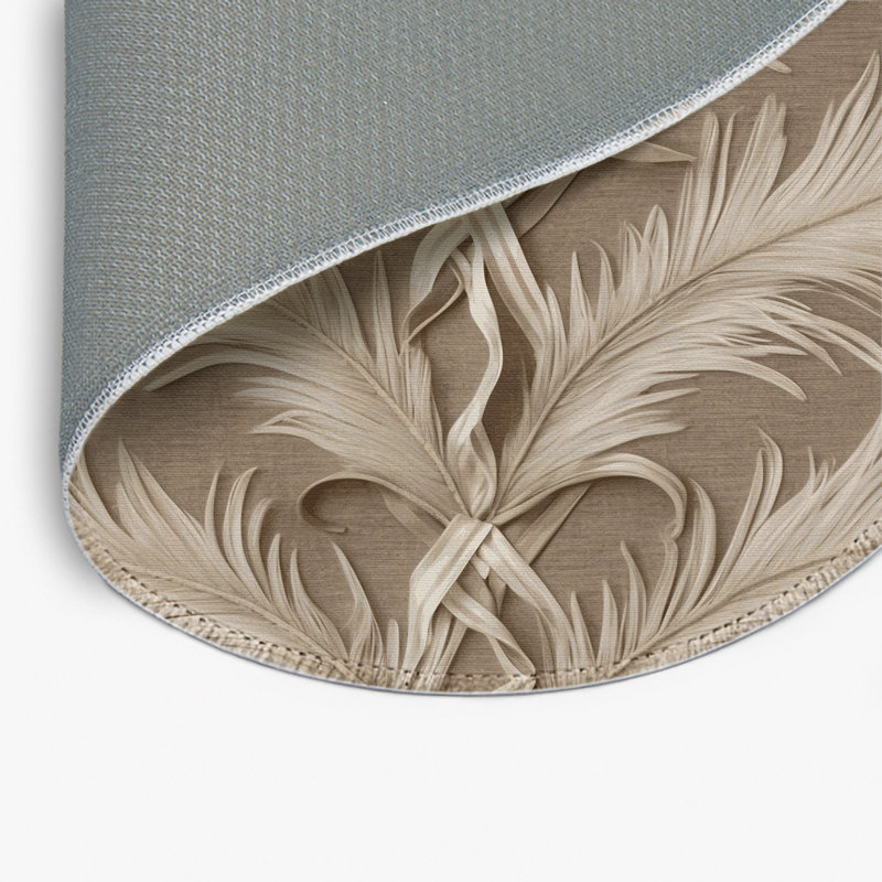 Tapis beige français d'intérieur et d'extérieur, Rond 5 pi