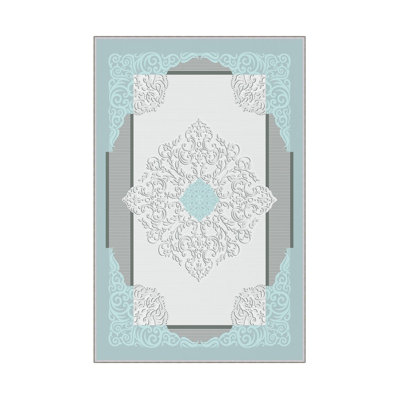 Tapis antibactérien 100% polyester, 3,3 x 9,8 pi, 650 g / m² | Dessous en PVC antidérapant, hauteur de poils de 0,3 po | Tissé avec impression numérique 3D, lavable à la machine, durable et élégant pour la décoration intérieure