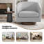 Fauteuil demi-tonneau pivotant en mélange de coton gris clair avec base en bois massif Applewold-1869454761
