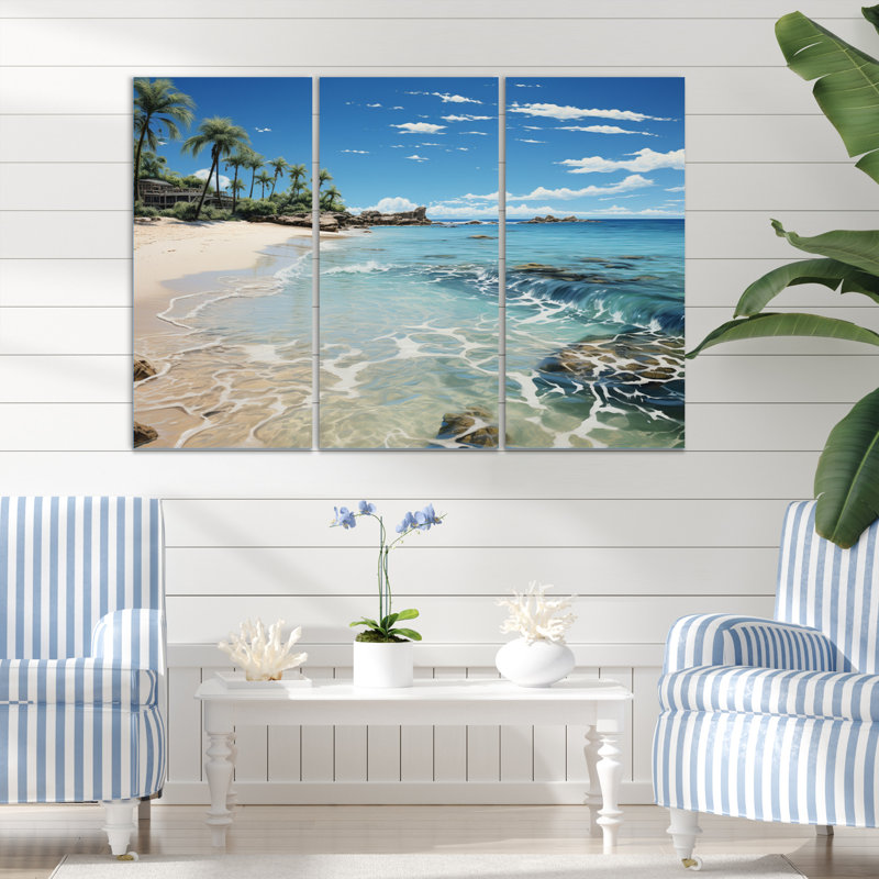 Beach Sandy Paradise I - 3 impressions sur toile tendue, H 40 po x l 60 po x P 1 po