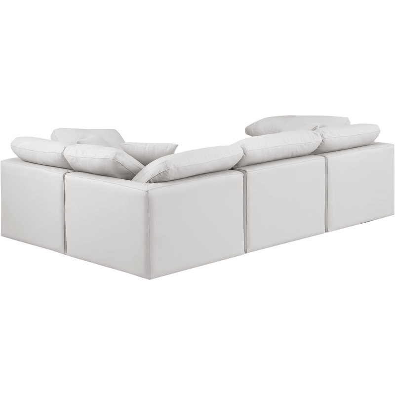 Canapé modulaire en similicuir 4 pièces Itala, Cuir crème végétalien