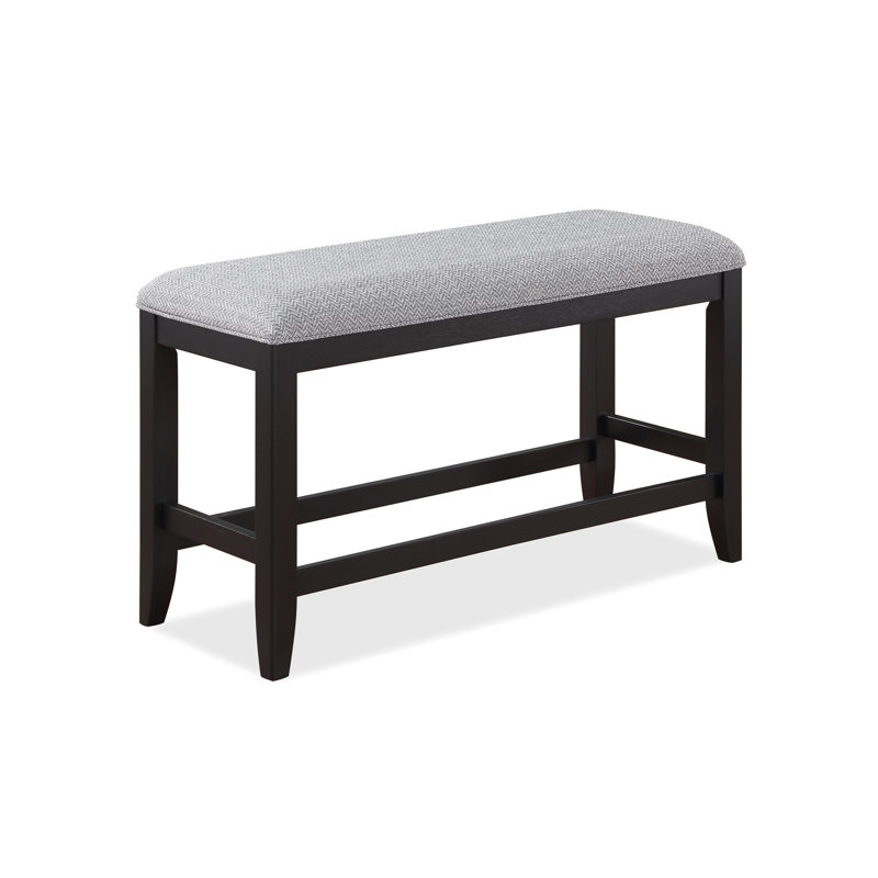 Counter-Height Dining Bench With Dark Gray Upholstery Fabric - Rectangular & Build Covered Seat Long-Lasting Modern