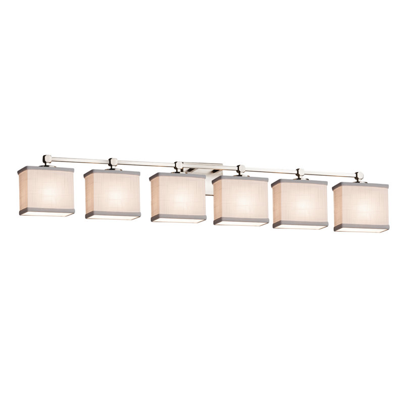 Éclairage pour salle de bain 6 lumières en nickel brossé à intensité variable Aliea, Incandescent