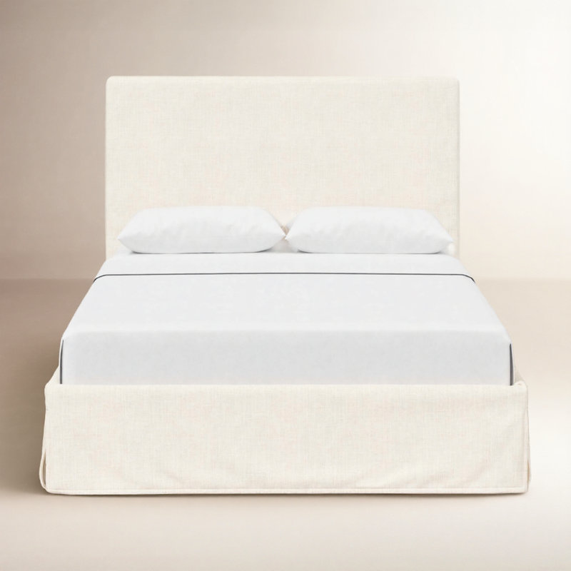 Verona Upholstered Slipcover Bed, Classic Talc Linen, Queen