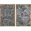 Illustration d'une feuille de plante noire sur fond de bichromie grise, feuilles d'art moderne et contemporain-101752441