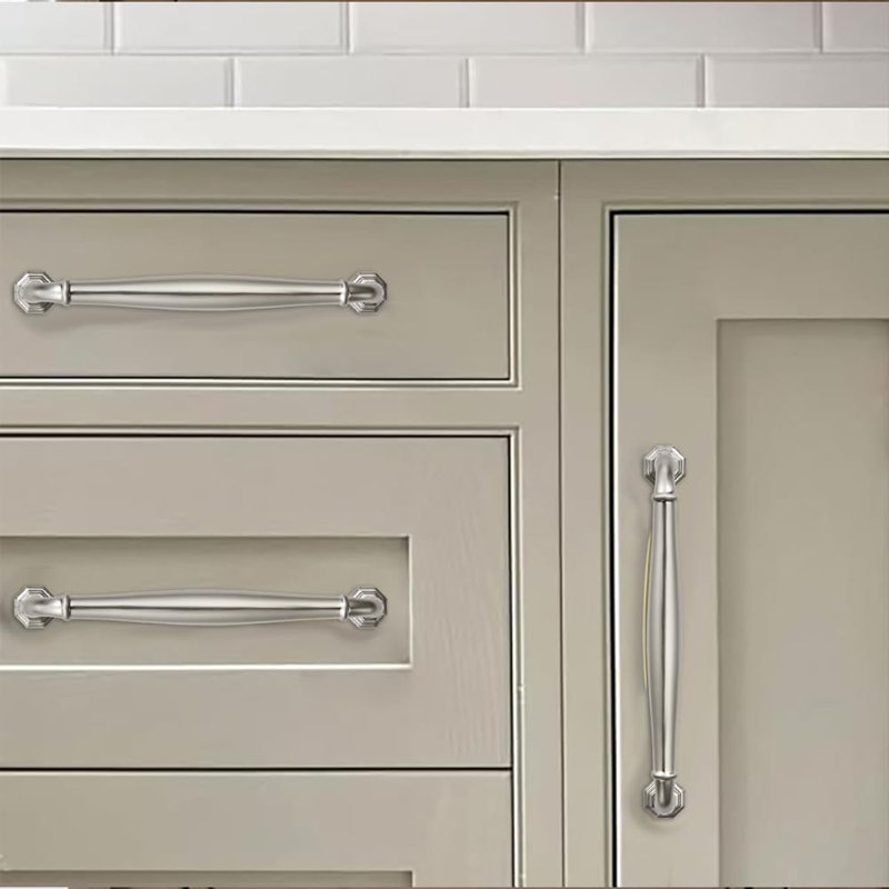 Poignées robustes pour poignées d'armoire robustes - poignées de tiroir en alliage de zinc satiné au centre à trou central de 12 pouces pour quincaillerie de commode pour armoires de cuisine (paquet de 5)