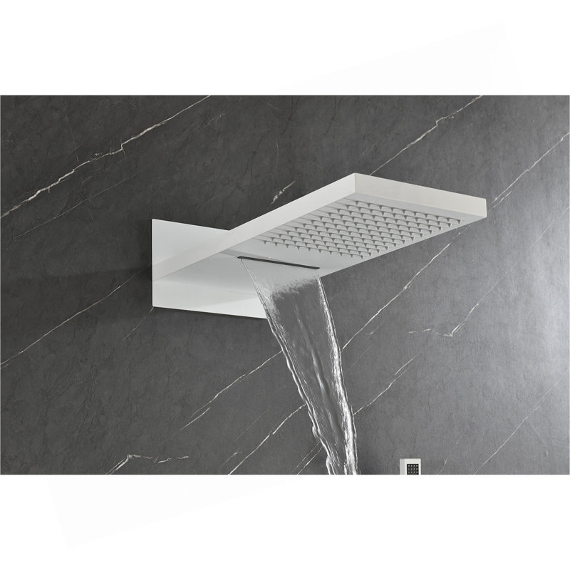 Système de douche murale à pluie et cascade, Blanc