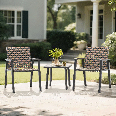 Ensemble bistro 3 pièces pour patio, ensemble bistro pour l'extérieur, chaises en osier de rotin avec table d'appoint