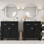 Ensemble de meuble-lavabo double 60 po Gleason avec deux lavabos en céramique, portes à fermeture en douceur et tiroirs rabattables-672066292