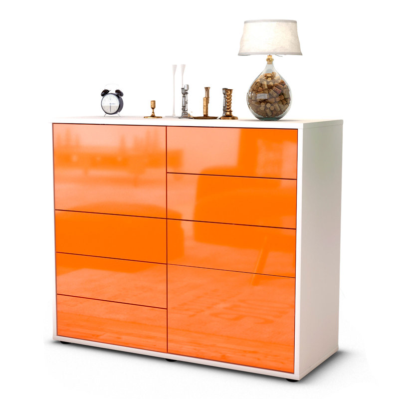 Reaon 92cm Sideboard, White/High-gloss orange