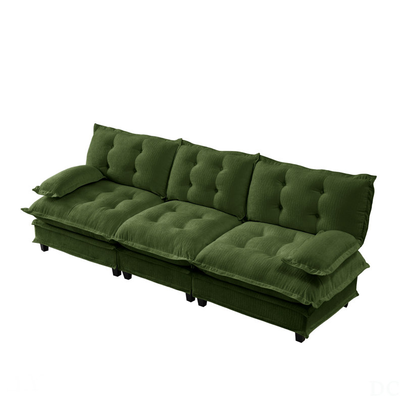 107-Inch 3-Seater Cloud Sofa, Modular Sectional Couch With Comfy Lattice Cushions And Breathable Chenille Fabric For Modern Living Rooms