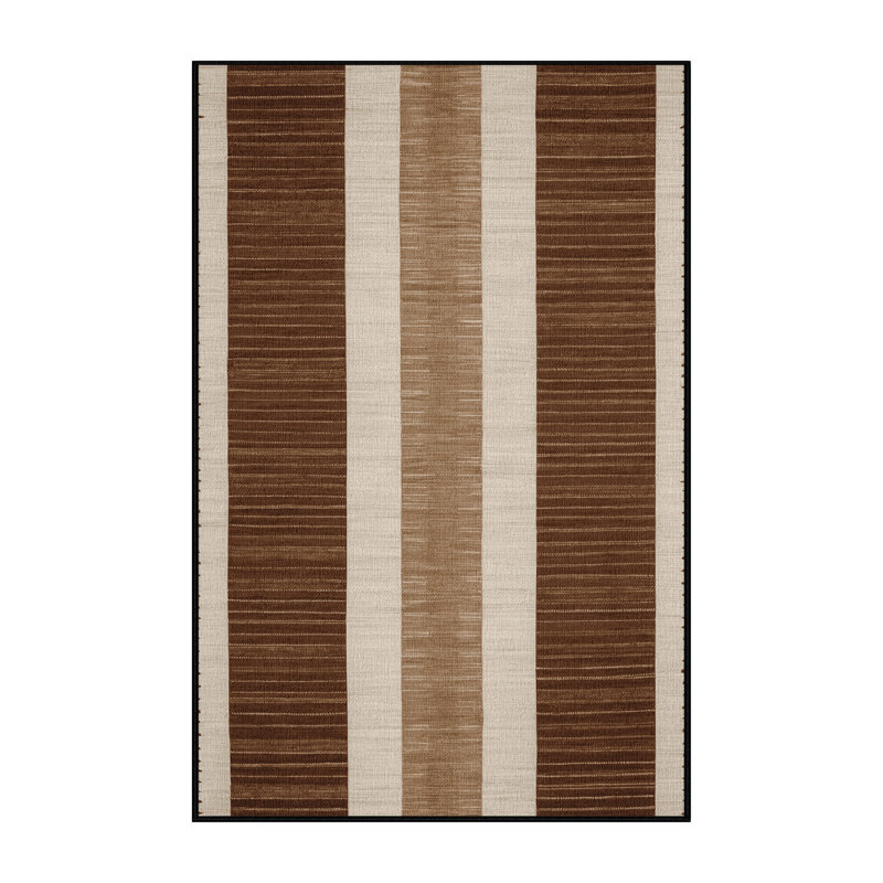 Washable Linen Brown Striped Area Rug, Runner 2' x 4'