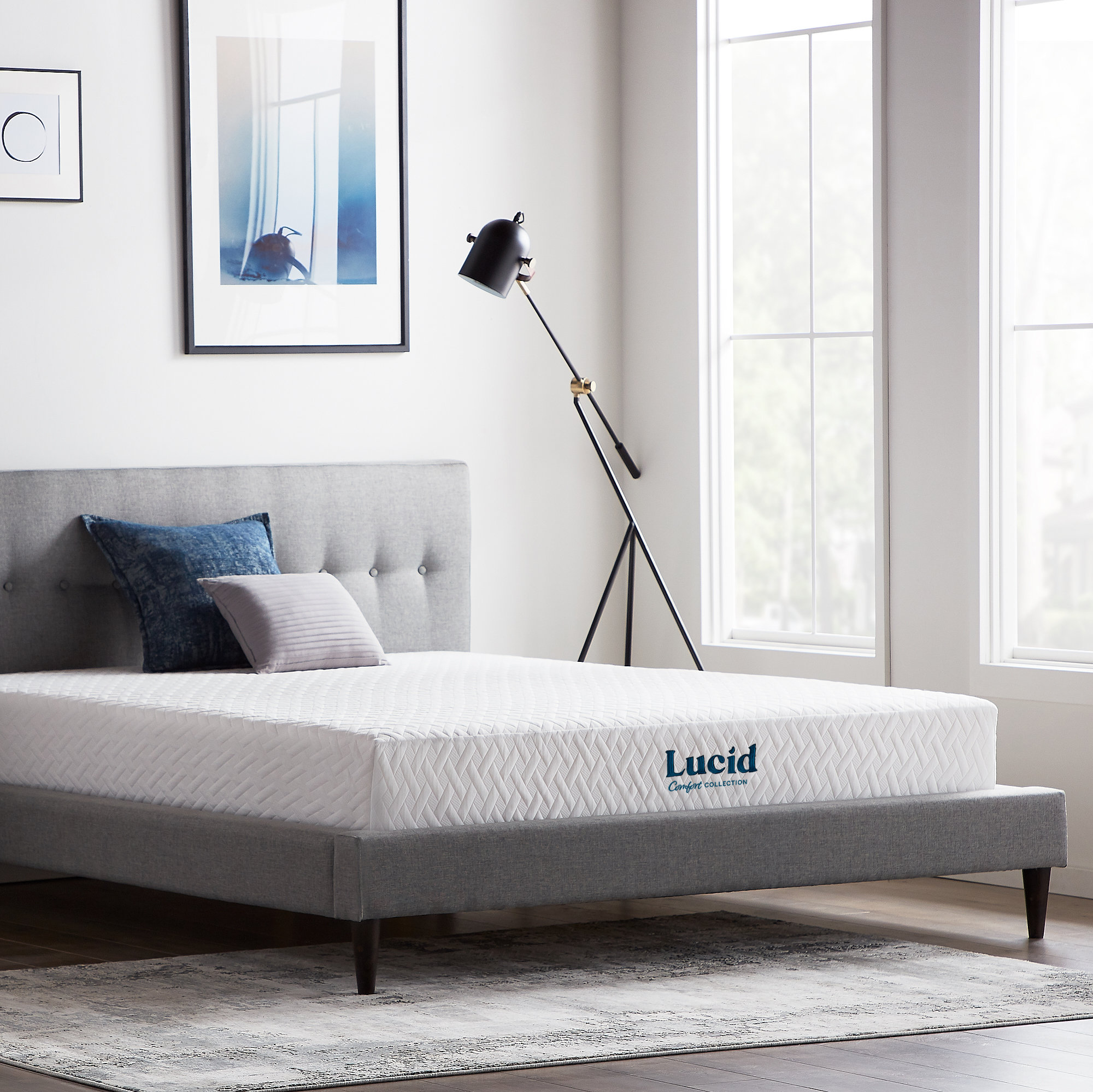 LUCID Comfort Collection Platform Bed Frame with 12-in Firm Queen Memory  Foam Mattress in a Box in the Mattresses department at