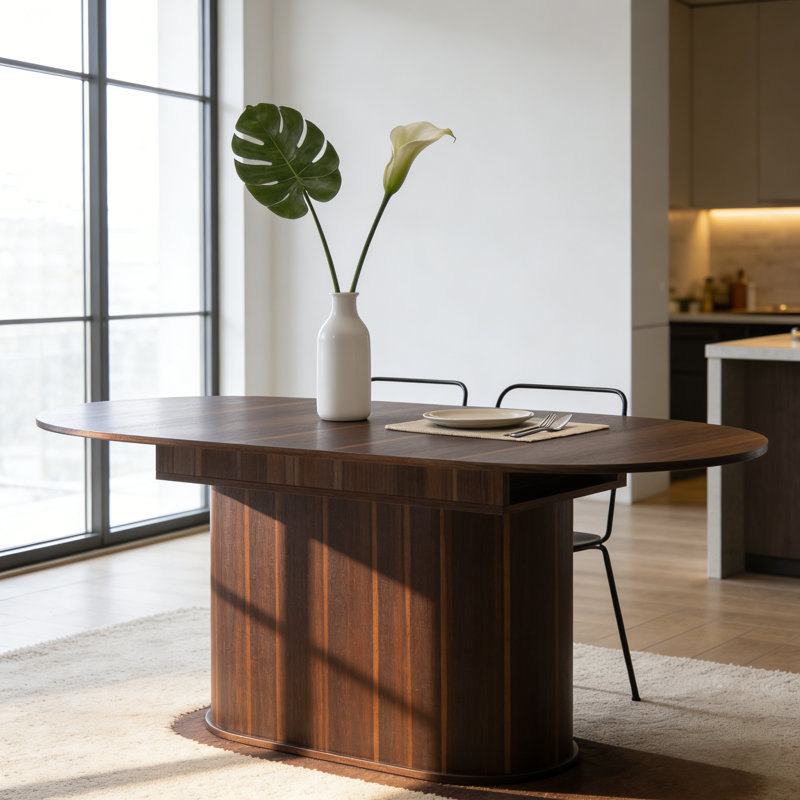 Table de salle à manger extensible Mid-Century, Noyer
