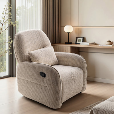 Modern Living Room Cotton-Linen Swivel Recliner