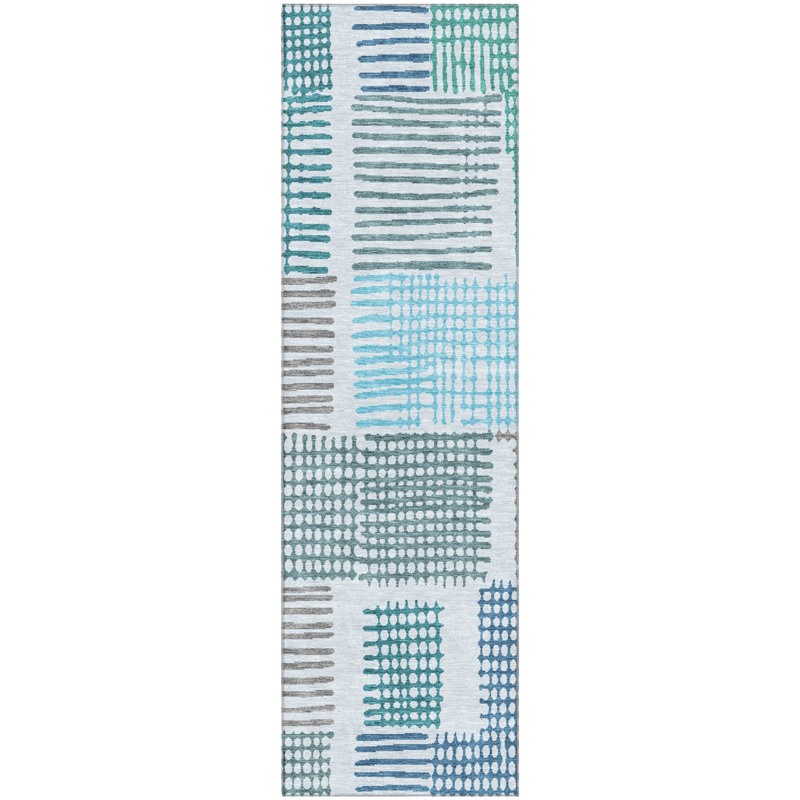 Premium Machine Washable Pinkston AMF1975 Geometric Rug, Runner 2'3" x 7'6"