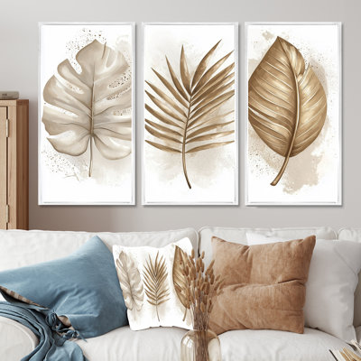 Ensemble de salon mural Reflection Tropical Beiges Leaves II - Plants