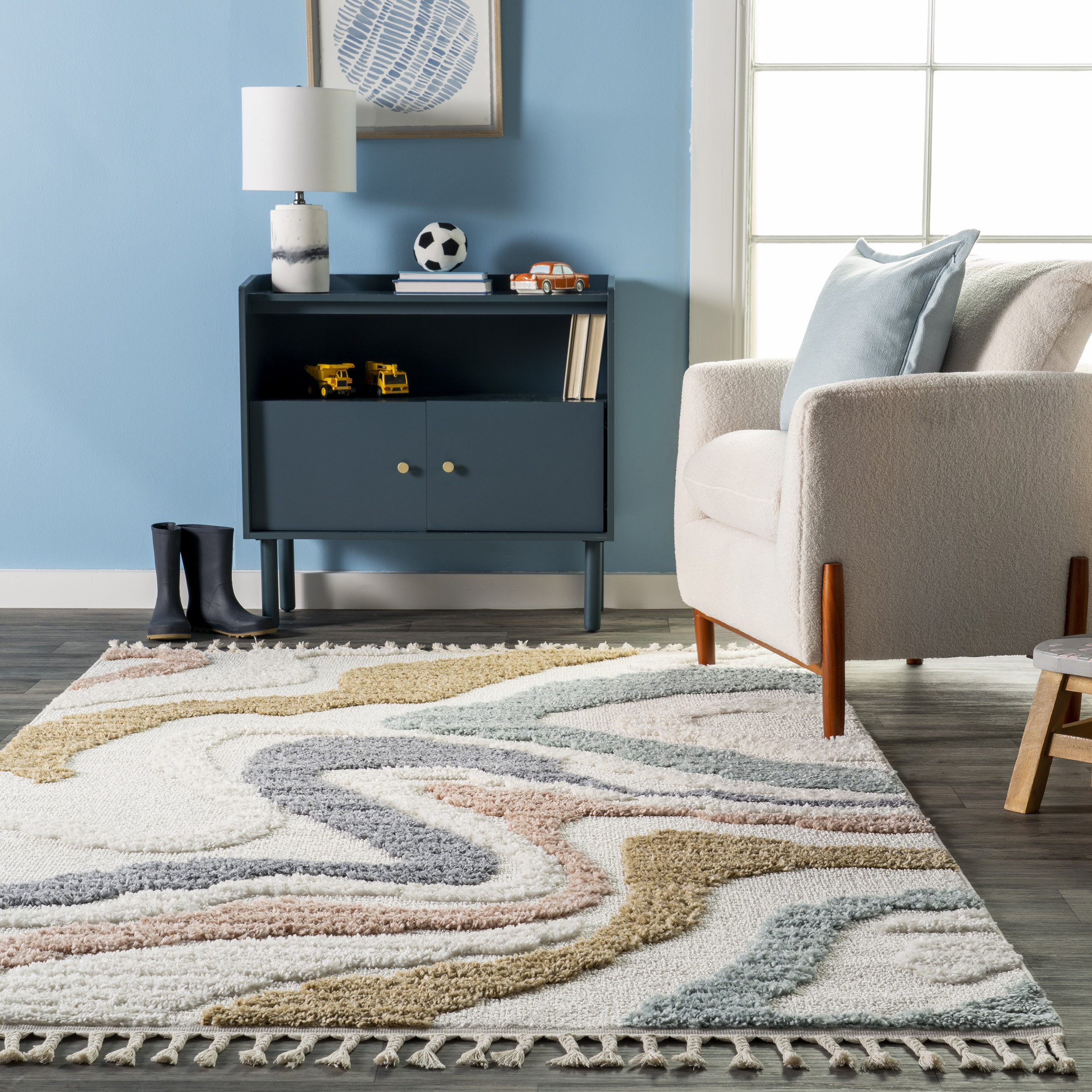 Wade LoganĀ® Berners Abstract Area Rug for Living Room Bedroom Dining