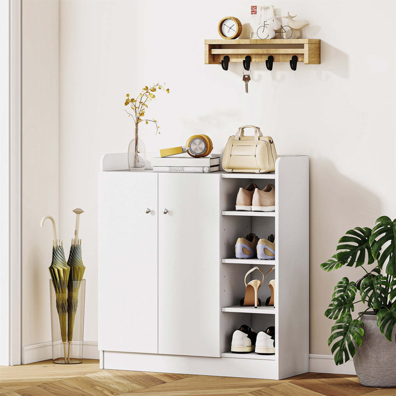 12 Pair Shoe Storage Cabinet, White