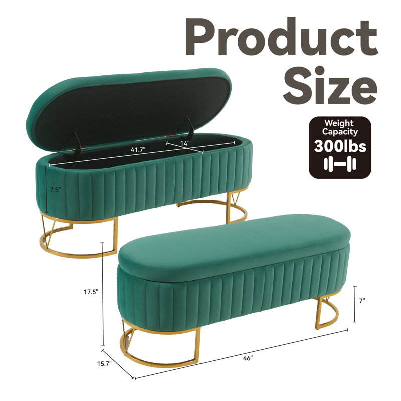 Banc de rangement rembourré Kathlin, Vert