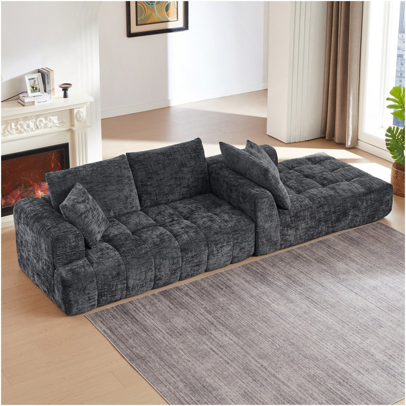 Canapé modulaire surdimensionné en L Chenille, design minimaliste, canapé-lit confortable pour les salons, les appartements et les espaces de réception