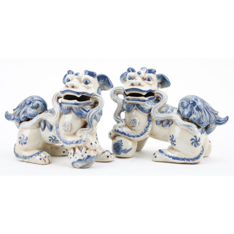 Animals Figurines & Sculptures, Blue/White, 6.5" H x 8.5" W x 4" D