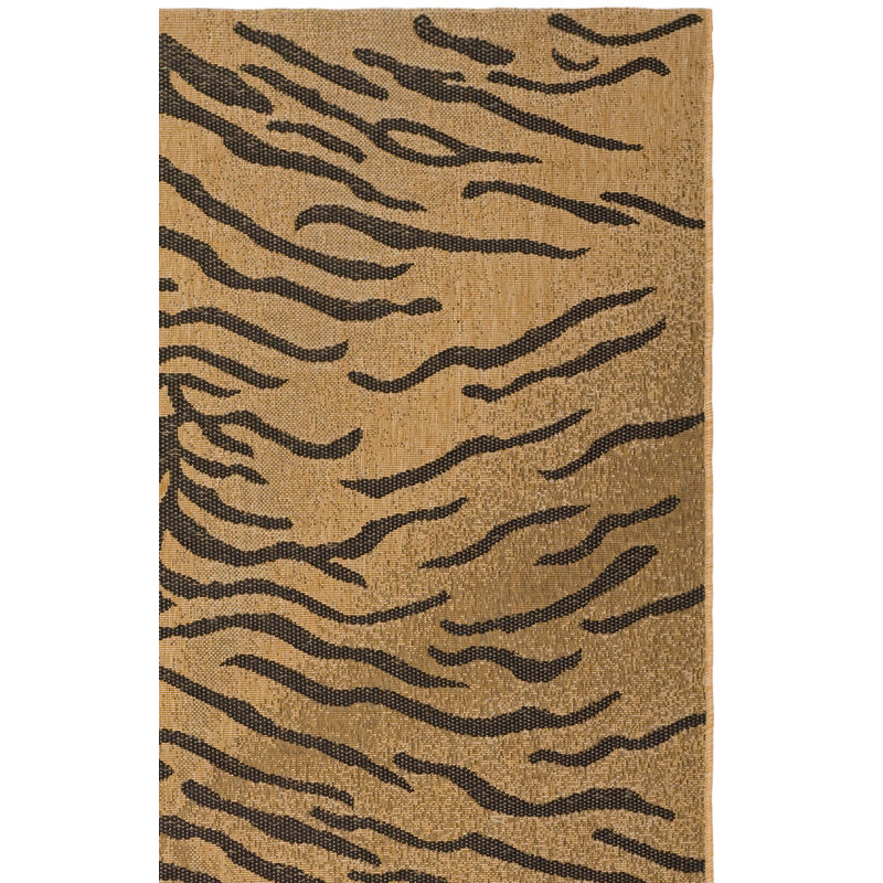 Tapis intérieur / extérieur brun foncé / naturel à motif animalier Açzia, Rectangle 6 pi 7 po x 9 pi 6 po