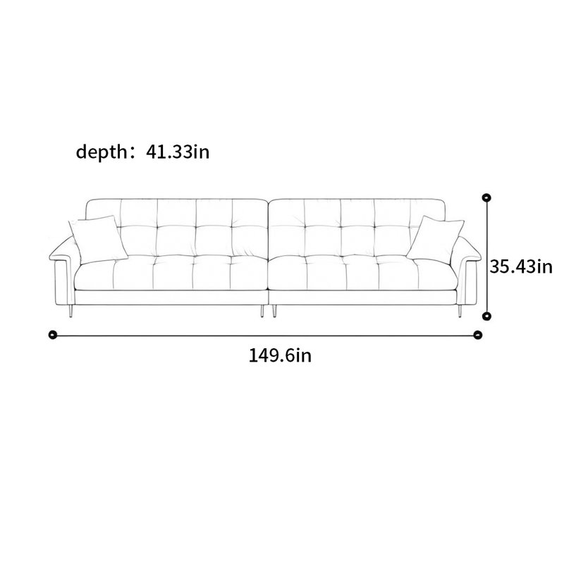 Canapé simple rétro à ligne droite nébuleuse moderne, 7, H 35,43 po x l 149,6 po x P 41,33 po