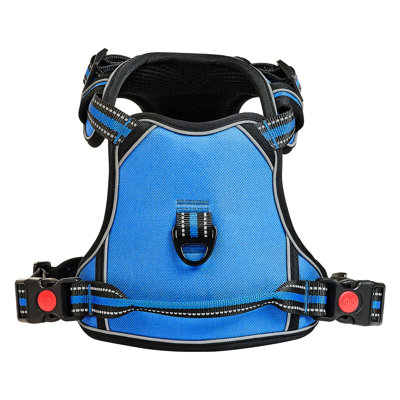 Dog Harness With Leash For Big Breeds, Blue Material, No Pull Design, 4 - Point Adjustment A Snug Fit, Breathable Mesh Cooling Medium To Large Vest, Secure Rings, Quick Release Buckle, Adjustable
