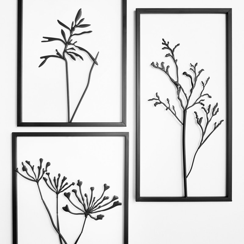 Graphite Iron Branch Silhouette Wall Decor, 16 x 20 Inches