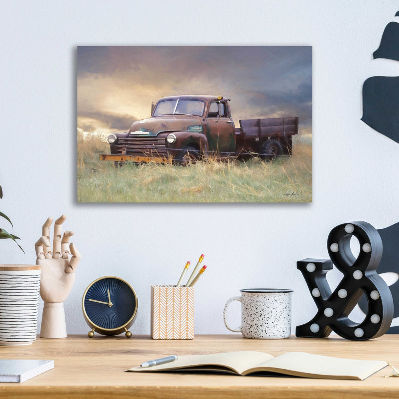 «Rusty Chevy» par Lori Deiter, art mural en verre acrylique, H 12 po x l 16 po x P 0,13 po