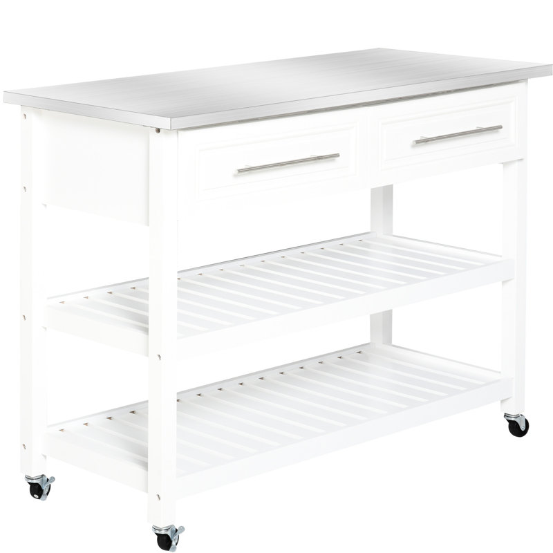 Utility Cart For Kitchen, Stainless Steel Worktop And Rustic Appearance, Gray, 3 Shelf With Drawers Movement Kitchen Island Drawers, Surface Theme, Space Saving Storage Unit Use