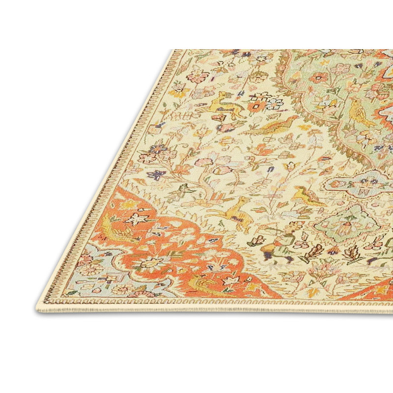 Tapis oriental jaune / orange, Rectangle 2 pi x 5 pi