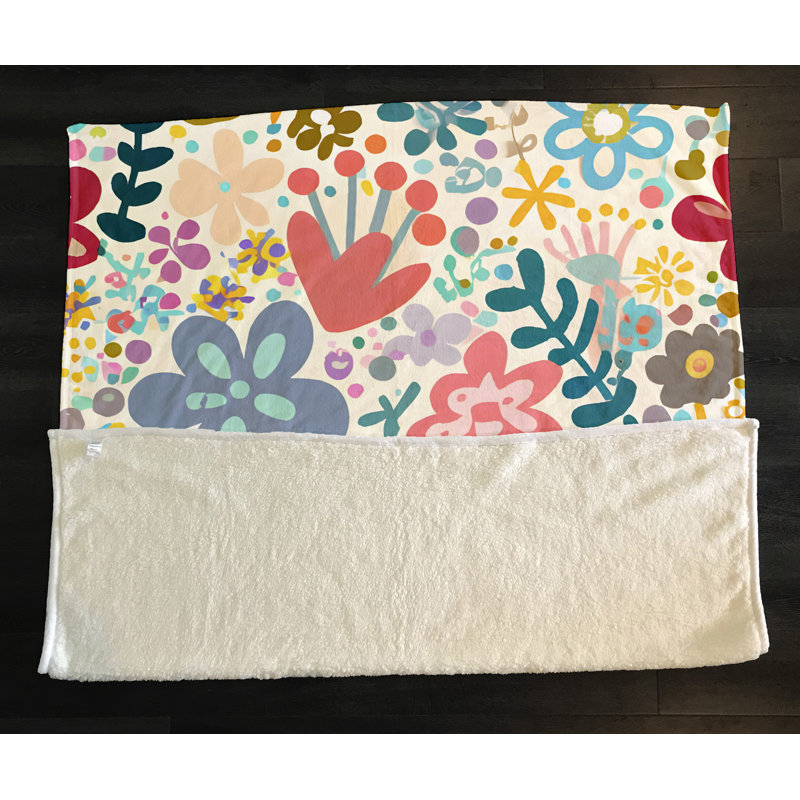 Throw Blanket, 68" W x 80" L, Floral/Abstract, Blue/Pink/Yellow