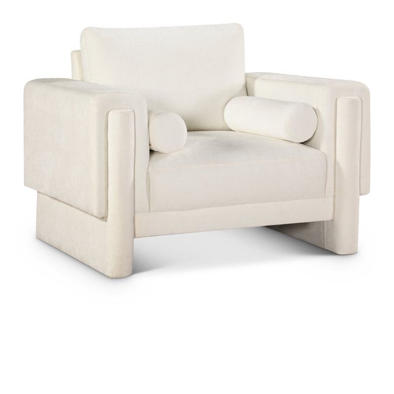 Izziah Upholstered Armchair, Cream Chenille Fabric