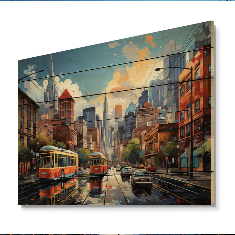 City Atlanta Popart III sur bois, H 10 po x l 20 po x P 0,78 po