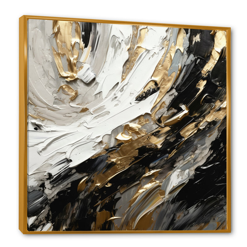 Golden Wave Reflections VI - reproduction sur toile, H 30 po x l 30 po x P 1 po, Toile avec cadre flottant or