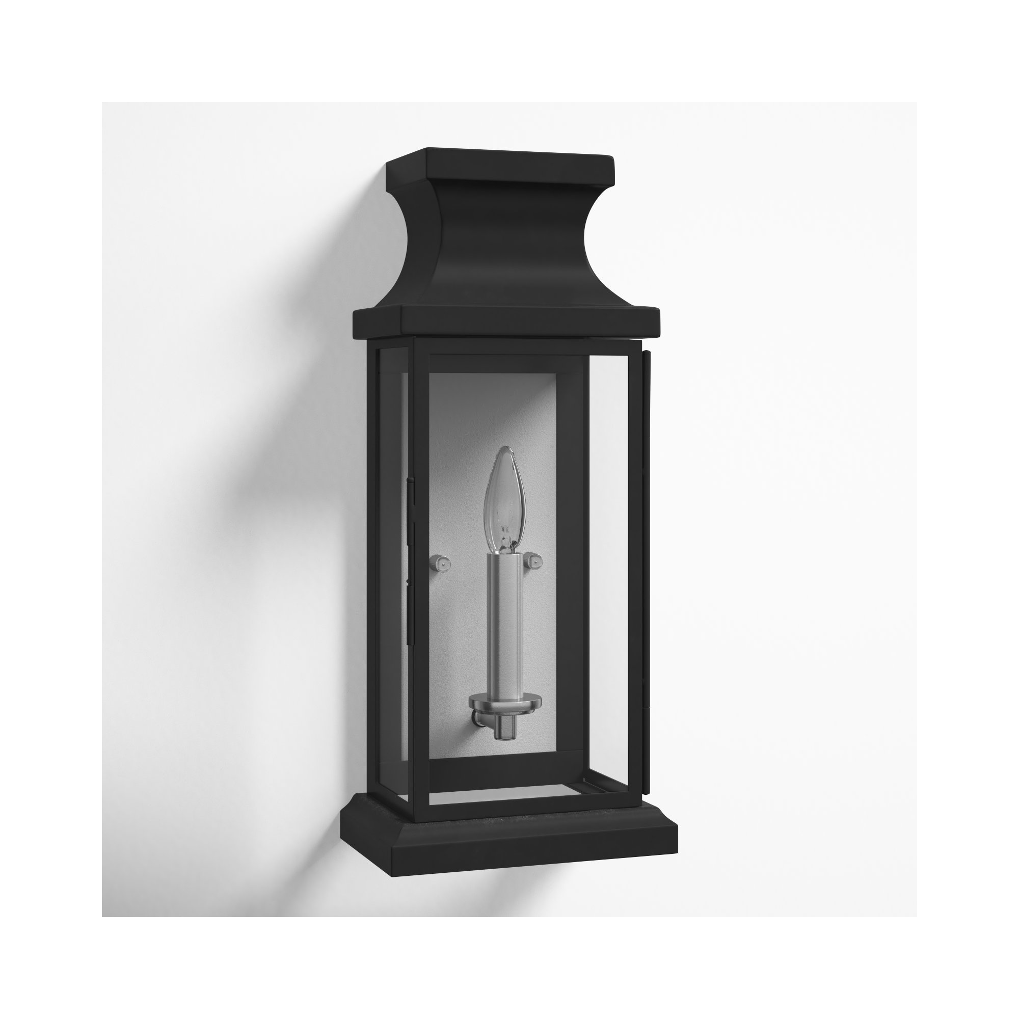 Noralee Black 17" H Outdoor Wall Lantern, 17" H x 7.25" W x 7.25" D