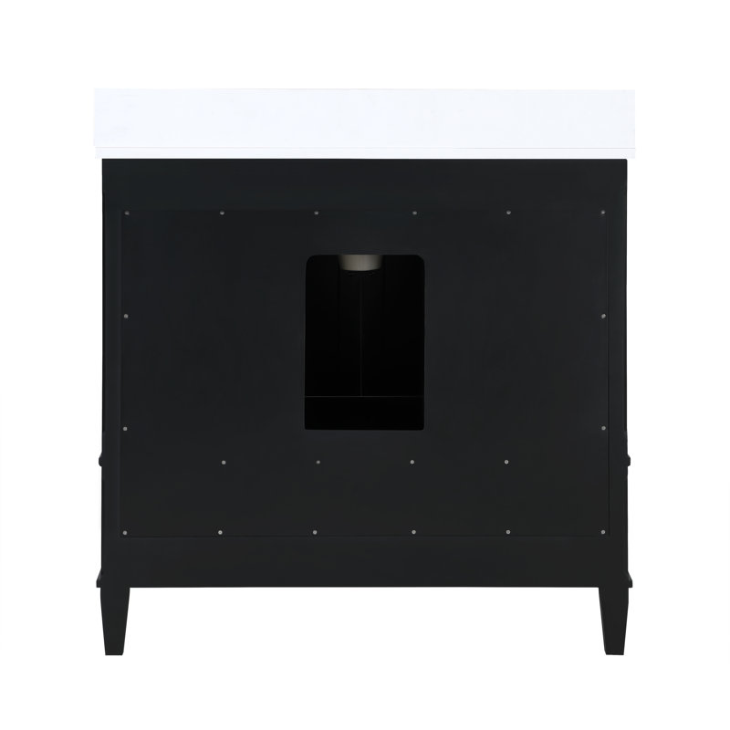 Montauk 36'' W Single Vanity, White Granite, Midnight Black