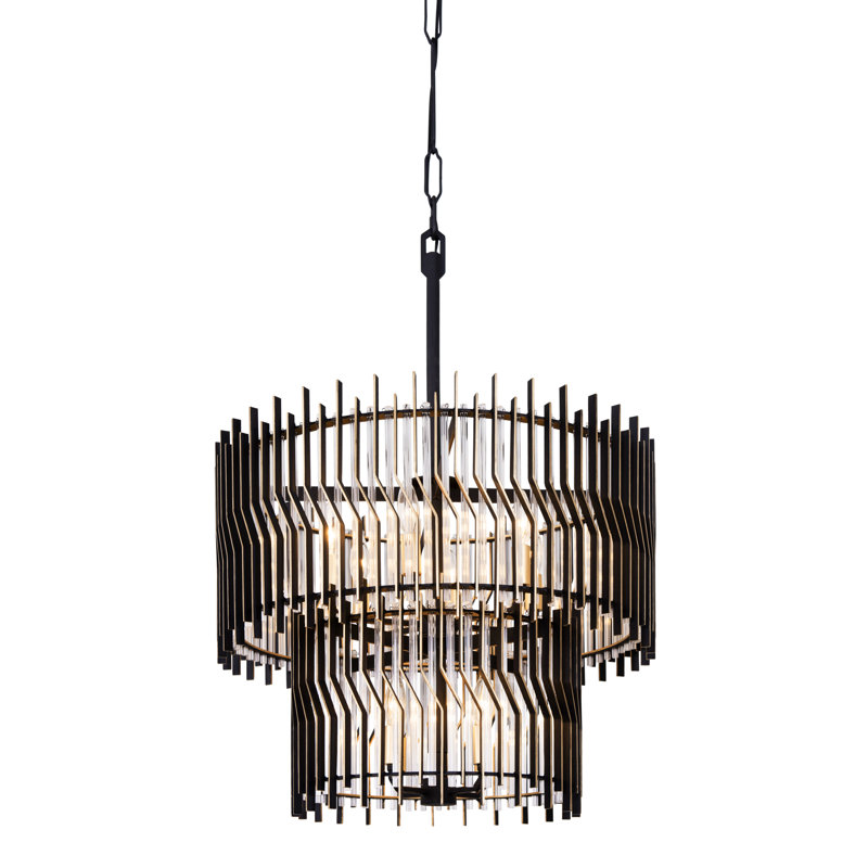 Park Row 2-Tier Chandelier - Matte Black/French Gold - 24"W x 31"H