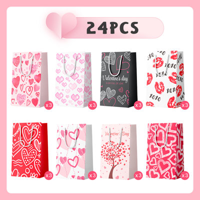 Valentine's Day Bags Bulk, 24 Pcs Xmas Bags for Gifts Set