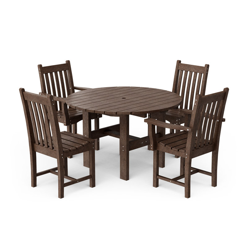 Ensemble de table ronde 46 po avec chaises d'appoint Classic 5 pièces, Brun Tudor