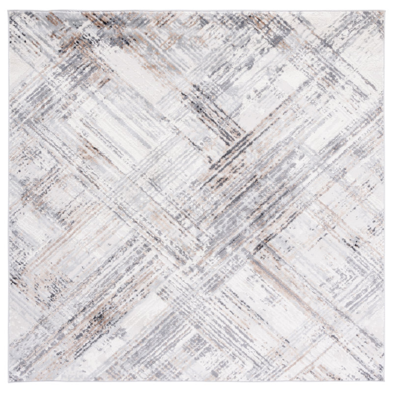 Cathlino 100 Performance Abstract Rug, Square 6'7"